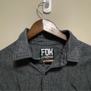 Fox Racing Black Distressed Button Up Cotton Shirt Men’s Large